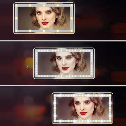 LED zrcadlo pro líčení v autě – nastavitelné osvětlení