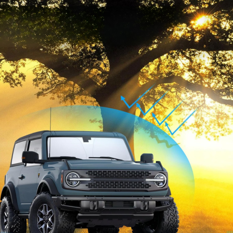 Faltbare Sonnenblende für die Windschutzscheibe — Kompatibel mit 2 und 4 Türen