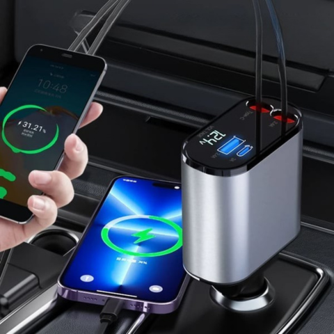 Chargeur Auto Rapide – Compatibilité iPhone Et USB-C