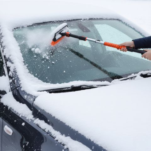 Spazzola per Neve e Raschietto Auto — Manico Regolabile e Rimovibile