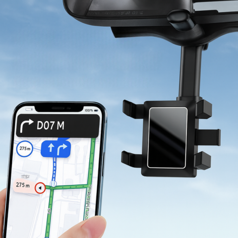 Υποστήριξη Τηλεφώνου Αυτοκινήτου — Στήριξη Σε Καθρέφτη Και Ρυθμιζόμενη