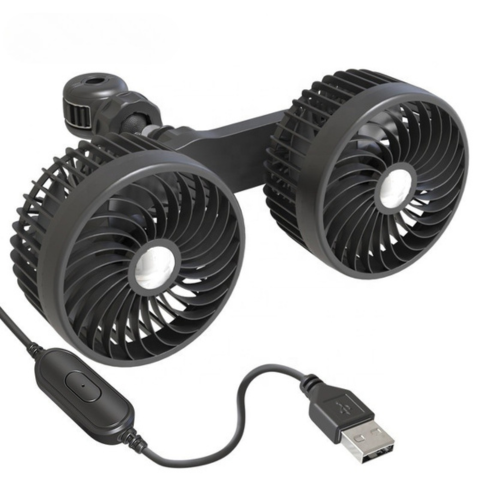 Ventilateur De Voiture Double Tête — Rechargeable Et Orientable