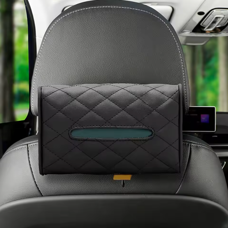 Cutie de șervețele auto din piele PU – Fixare pe parasolar sau pe tetiere