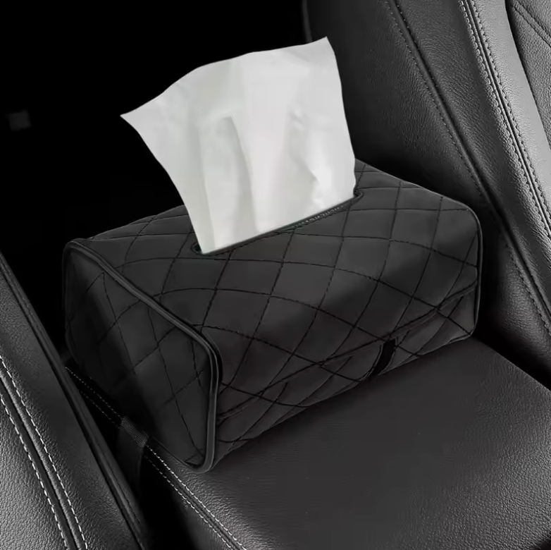 Cutie de șervețele auto din piele PU – Fixare pe parasolar sau pe tetiere