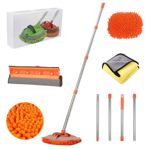 Zestaw do mycia samochodu wielofunkcyjny — regulowany uchwyt i miękka ściereczka