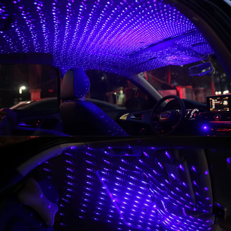 LED-valot Tähtitaivas Auton Katolle — Taianomainen Yöilme 