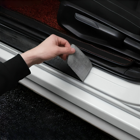 Autocollant De Protection De Porte — Finition Fibre De Carbone Durable
