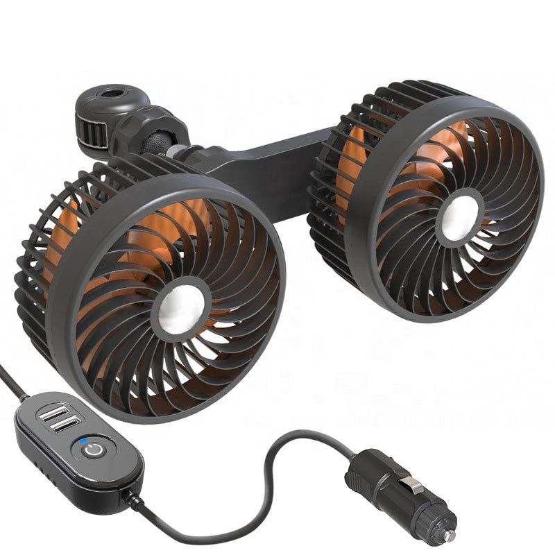 Ventilateur De Voiture Double Tête — Rechargeable Et Orientable