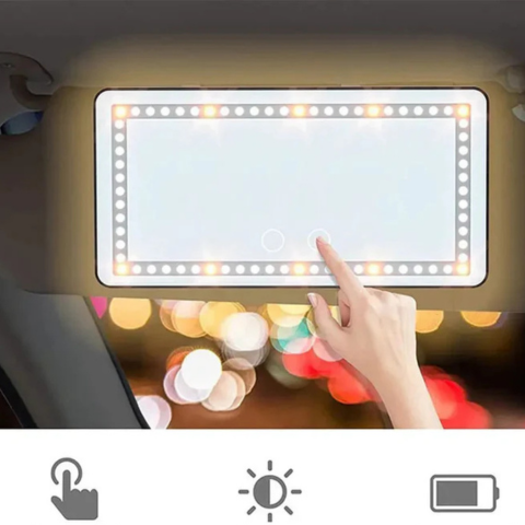Miroir De Maquillage Led Pour Voiture — Design Compact & Lumière Réglable
