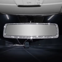 Universal Rhinestone Rearview Mirror — Quick Installation & Luxurious Effect 